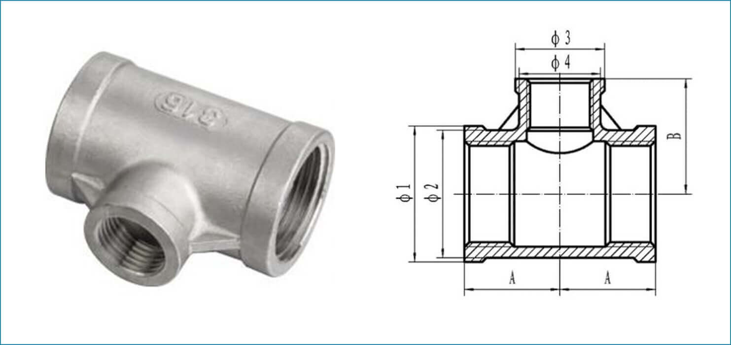 ASME B16.11 Threaded / Screwed Unequal Tee